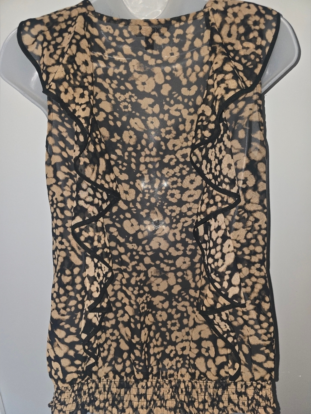 Express Womens Top Medium Black Brown Sleeveless Scoop Neck Career Blouse Size S - Picture 7 of 9